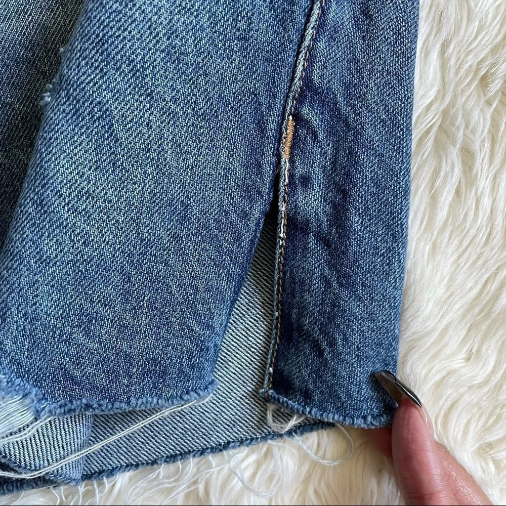 GRLFRND Skirt Blaire Split Pencil High Rise Distressed Mini in Faded Love 27 NWT
